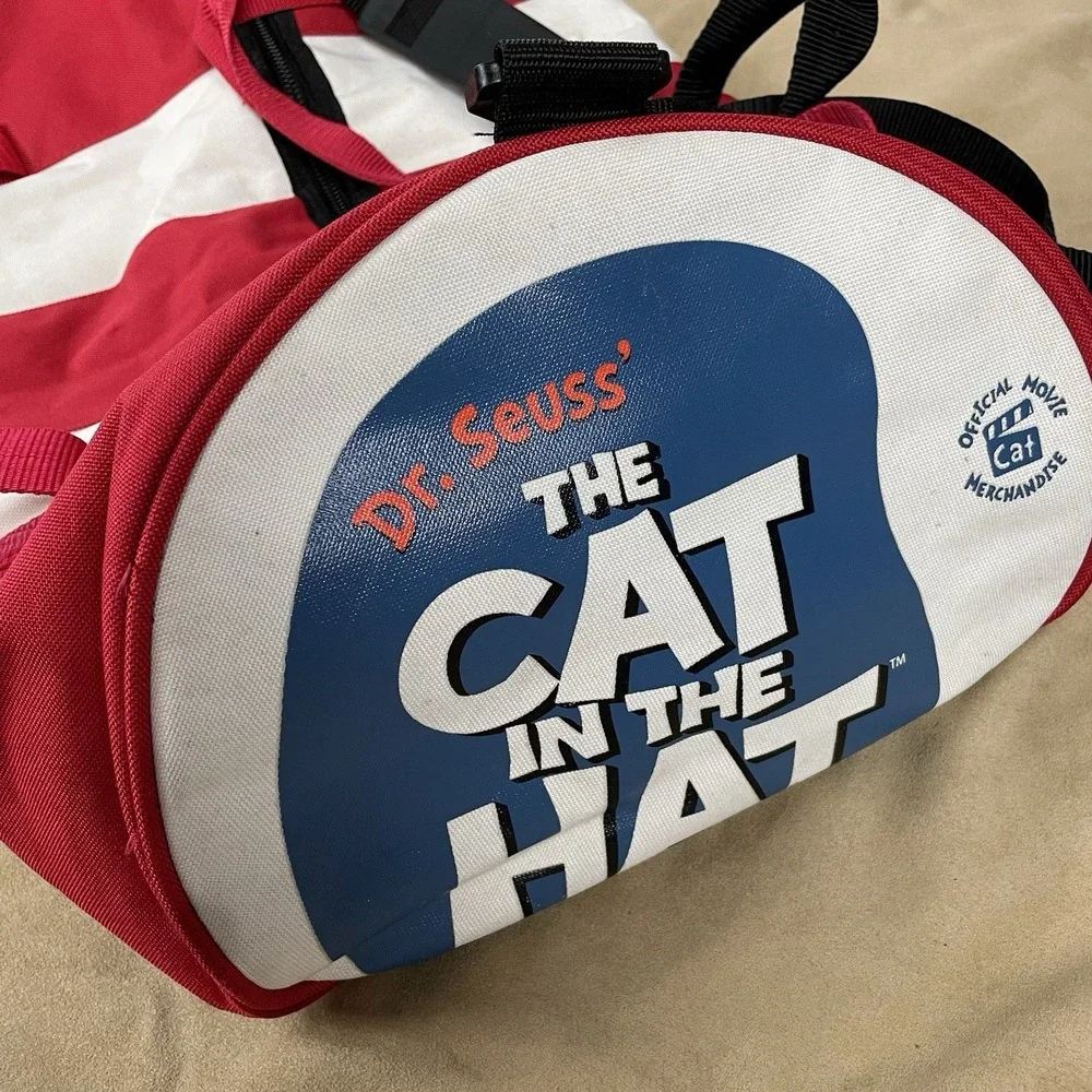 Rare Dr Seuss The Cat In The Hat Duffel Bag Red White Striped Logo